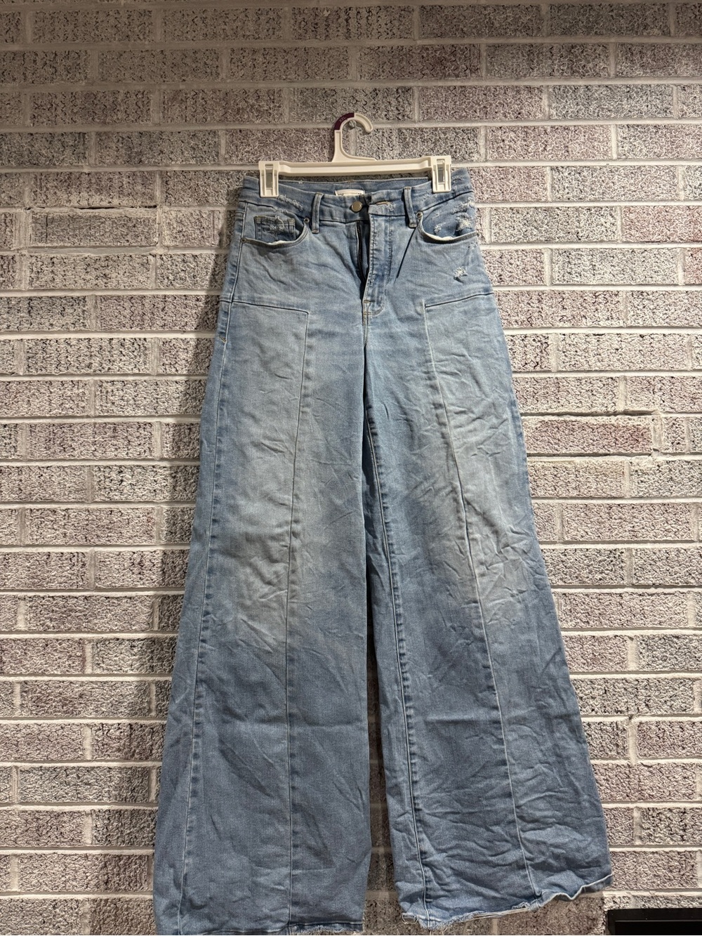 Good American Light Blue High-Rise Wide Leg Jeans
